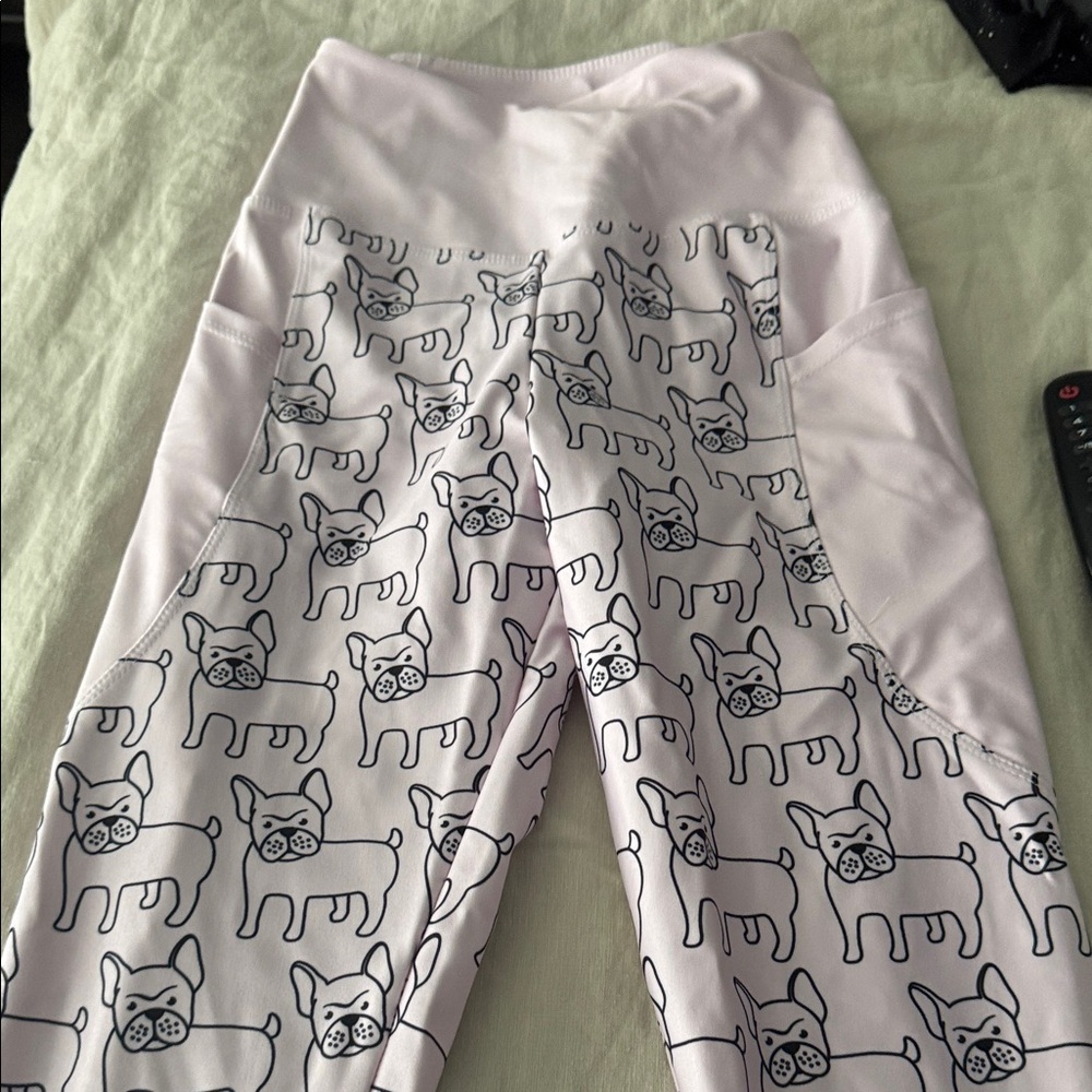 French Bulldog Print Leggings - pink